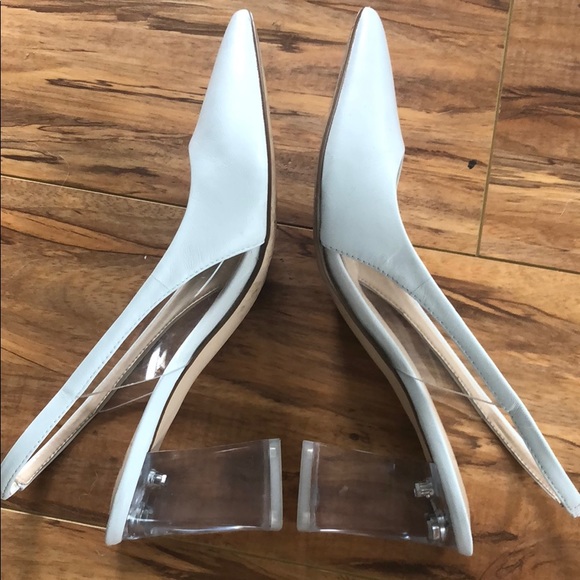 Acrylic heel white leather pumps zudi - Picture 7 of 8